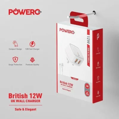 Powero+  British Dual Usb 3A Adapter